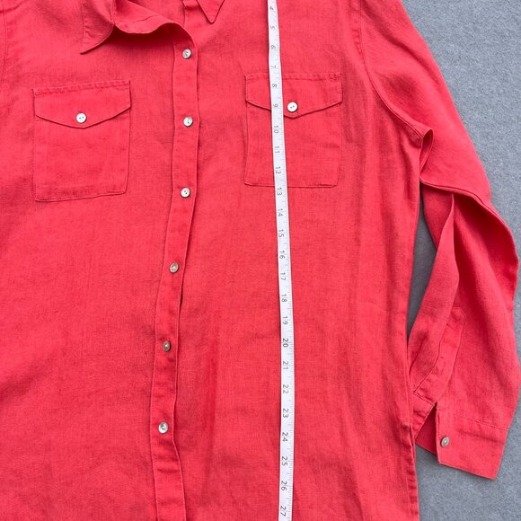 Lino by Chico's Size 2 XXL Linen Rose Button Front Long Sleeve Shirt - Picture 6 of 6